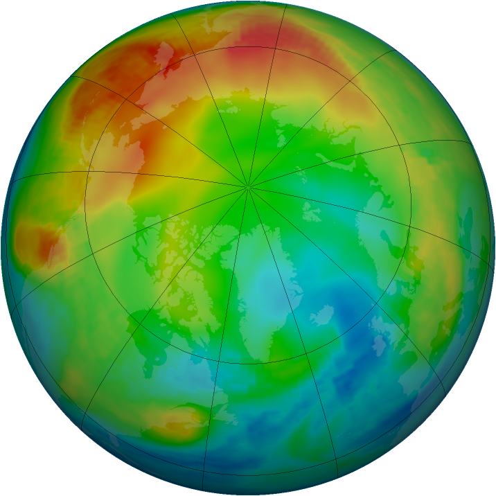 Arctic ozone map for 03 January 1987